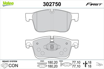 Brake Pad Set, disc brake VALEO 302750