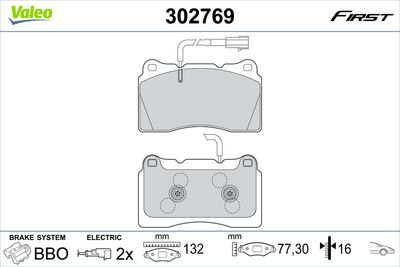 Brake Pad Set, disc brake VALEO 302769