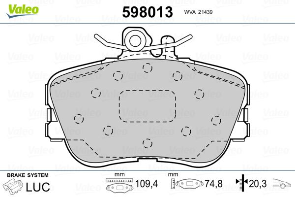 VALEO 598013 Brake Pad Set, disc brake