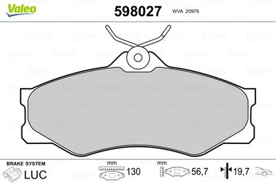 Brake Pad Set, disc brake VALEO 598027