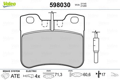 Brake Pad Set, disc brake VALEO 598030