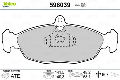 Brake Pad Set, disc brake VALEO 598039