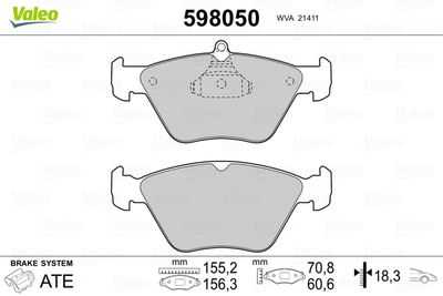 Brake Pad Set, disc brake VALEO 598050