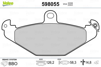 Brake Pad Set, disc brake VALEO 598055