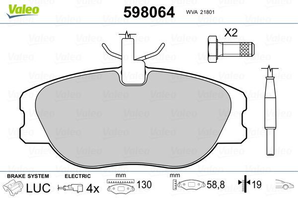 VALEO 598064 Brake Pad Set, disc brake