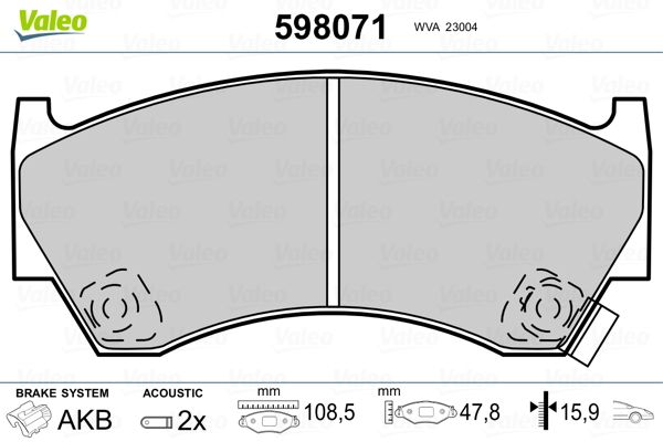 VALEO 598071 Brake Pad Set, disc brake