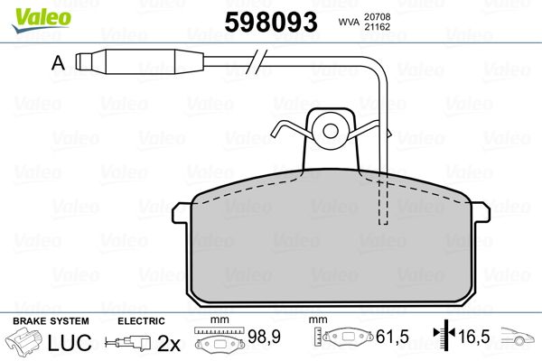 VALEO 598093 Brake Pad Set, disc brake