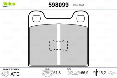 Brake Pad Set, disc brake VALEO 598099