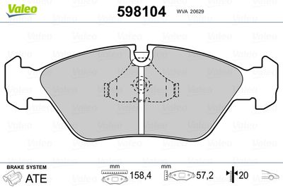 Brake Pad Set, disc brake VALEO 598104