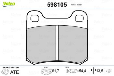 Brake Pad Set, disc brake VALEO 598105