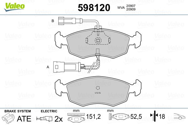 VALEO 598120 Brake Pad Set, disc brake