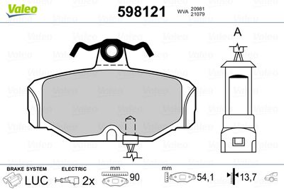 Brake Pad Set, disc brake VALEO 598121