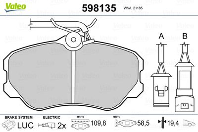 Brake Pad Set, disc brake VALEO 598135