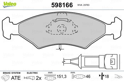 Brake Pad Set, disc brake VALEO 598166