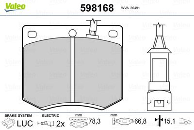 Brake Pad Set, disc brake VALEO 598168