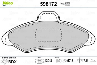 Brake Pad Set, disc brake VALEO 598172