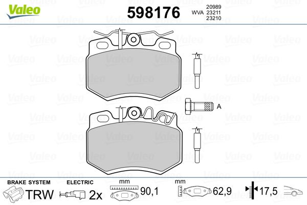 VALEO 598176 Brake Pad Set, disc brake