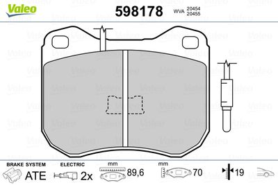 Brake Pad Set, disc brake VALEO 598178