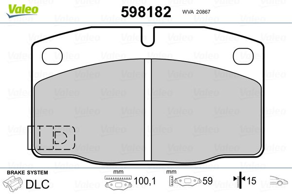 VALEO 598182 Brake Pad Set, disc brake