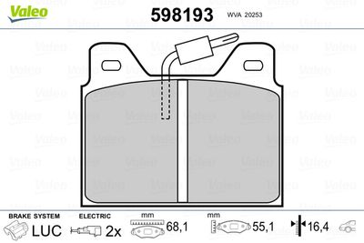 Brake Pad Set, disc brake VALEO 598193