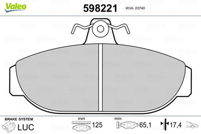 Brake Pad Set, disc brake VALEO 598221