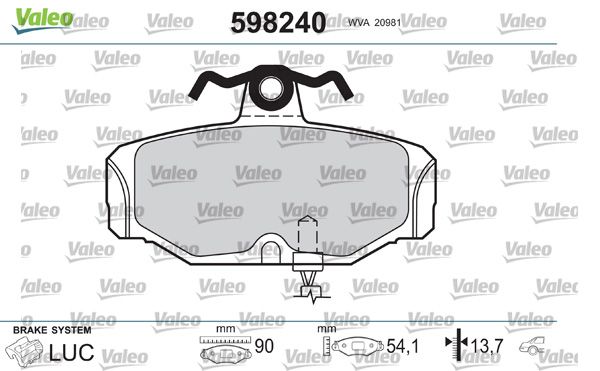 VALEO 598240 Brake Pad Set, disc brake