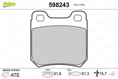 Brake Pad Set, disc brake VALEO 598243