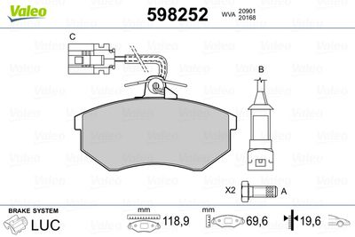 Brake Pad Set, disc brake VALEO 598252