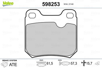 Brake Pad Set, disc brake VALEO 598253