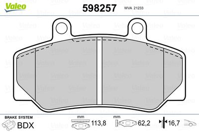 Brake Pad Set, disc brake VALEO 598257