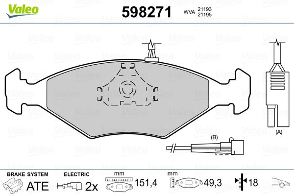 VALEO 598271 Brake Pad Set, disc brake