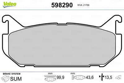 Brake Pad Set, disc brake VALEO 598290