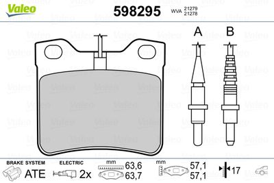 Brake Pad Set, disc brake VALEO 598295