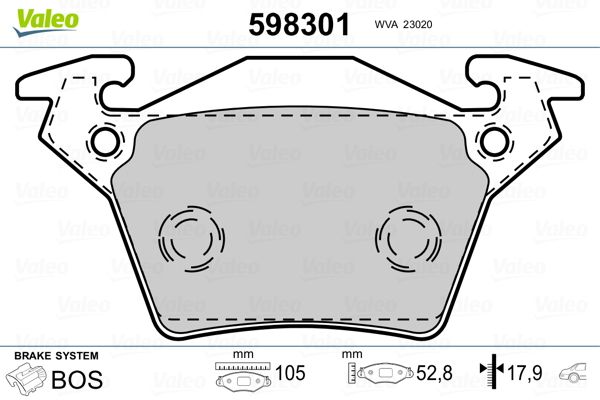 VALEO 598301 Brake Pad Set, disc brake
