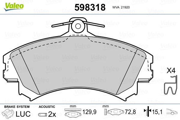 VALEO 598318 Brake Pad Set, disc brake