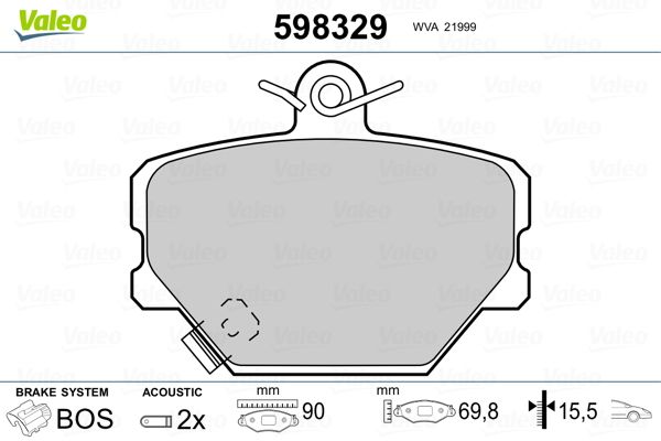 VALEO 598329 Brake Pad Set, disc brake