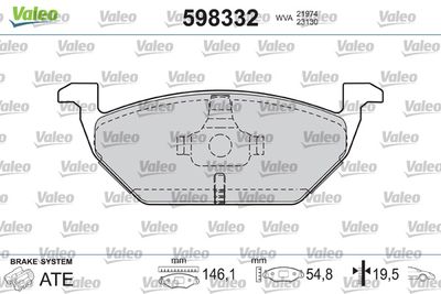 Brake Pad Set, disc brake VALEO 598332