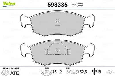 Brake Pad Set, disc brake VALEO 598335