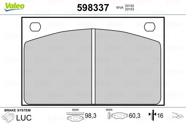 VALEO 598337 Brake Pad Set, disc brake