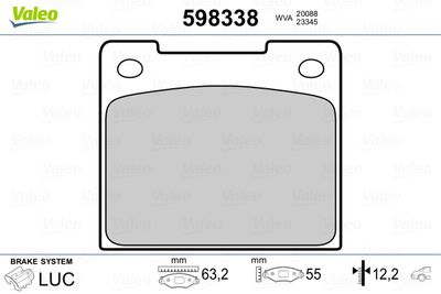 Brake Pad Set, disc brake VALEO 598338