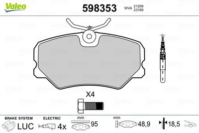 Brake Pad Set, disc brake VALEO 598353