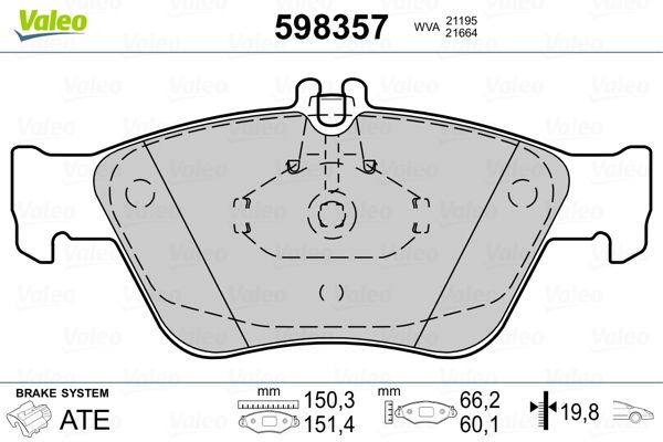 VALEO 598357 Brake Pad Set, disc brake