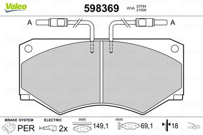 Brake Pad Set, disc brake VALEO 598369