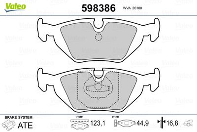 Brake Pad Set, disc brake VALEO 598386