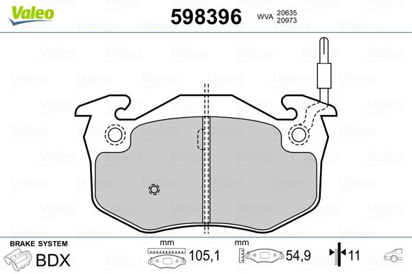 VALEO 598396 Brake Pad Set, disc brake