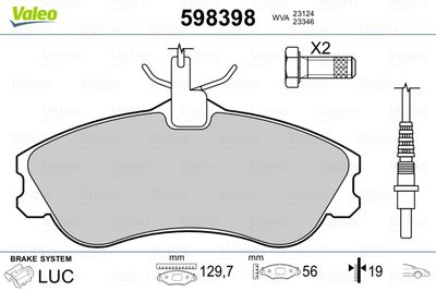 Brake Pad Set, disc brake VALEO 598398