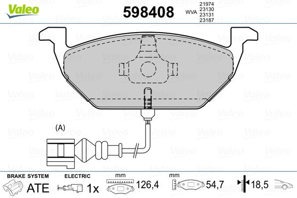 VALEO 598408 Brake Pad Set, disc brake