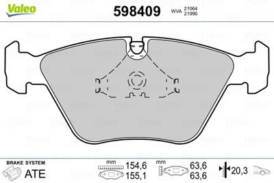 Brake Pad Set, disc brake VALEO 598409