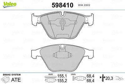 Brake Pad Set, disc brake VALEO 598410