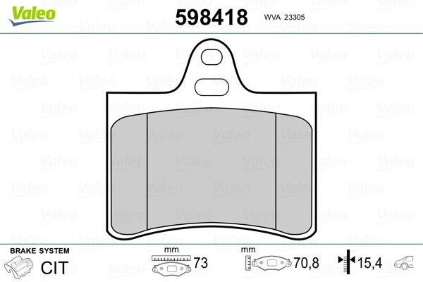 VALEO 598418 Brake Pad Set, disc brake